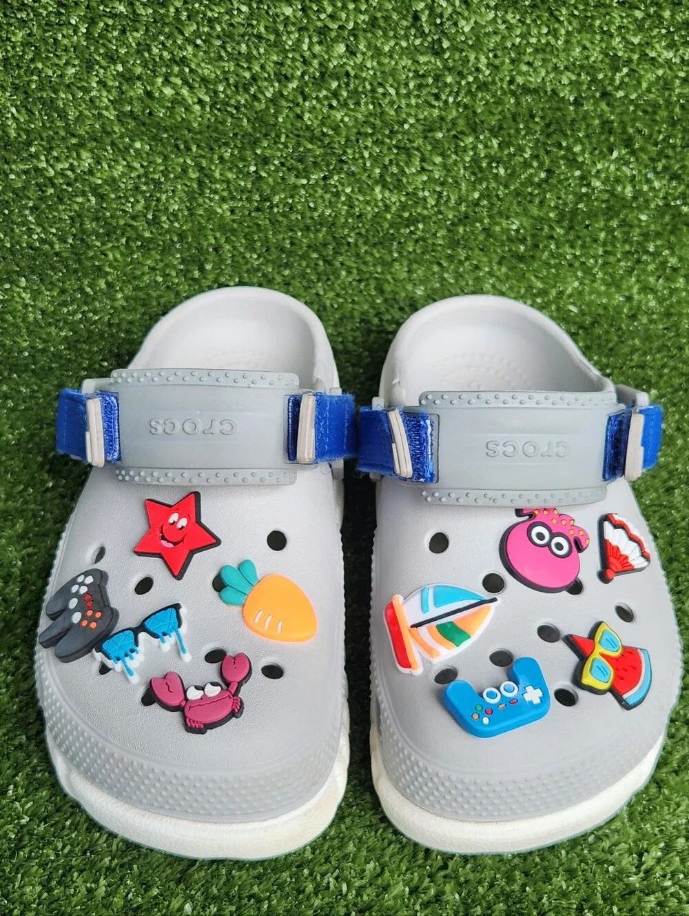 Crocs Duet Max II Gray Little Boys Kids Size 2 Slip-on Comfort Clogs Sandals